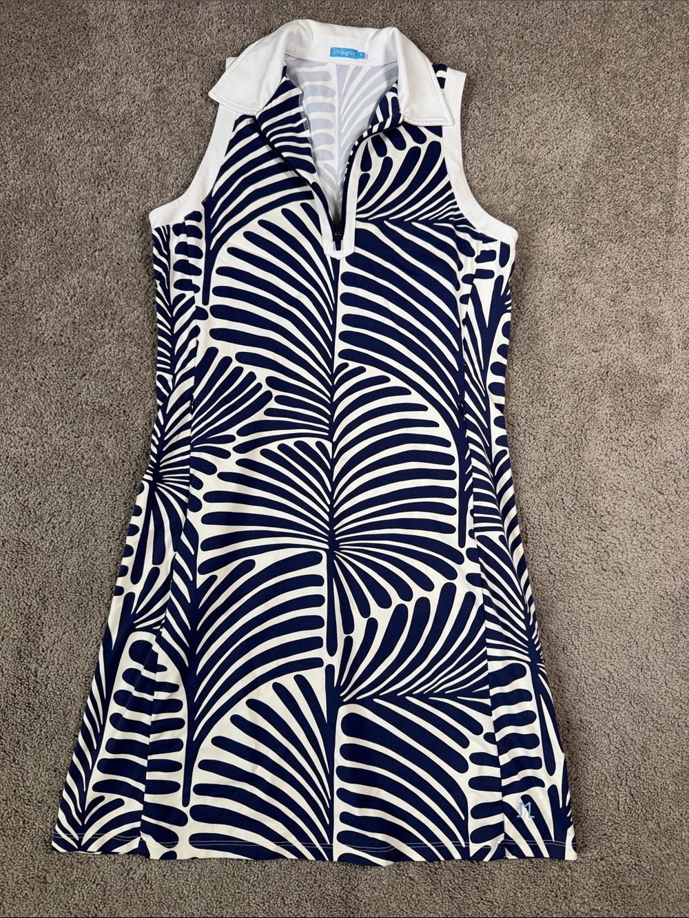 J. McLaughlin Sleeveless Navy and White Patterned Polo Mini Dress Small